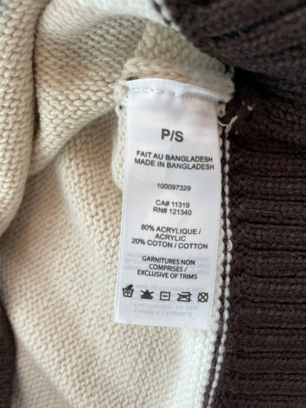 Garage Roxy Supersoft Striped Crew Neck Sweater Armadillo Brown Wmns Sz S $55NWT - Picture 5 of 6